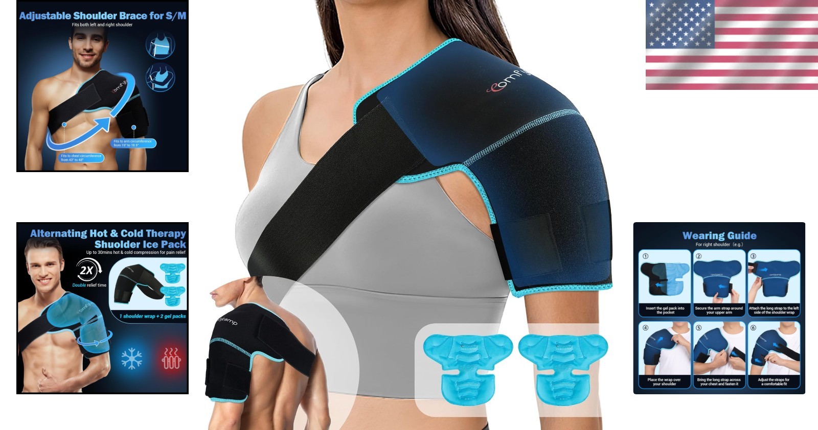Reusable Shoulder Ice Pack Brace with Adjustable Fit & Long-Lasting Relief