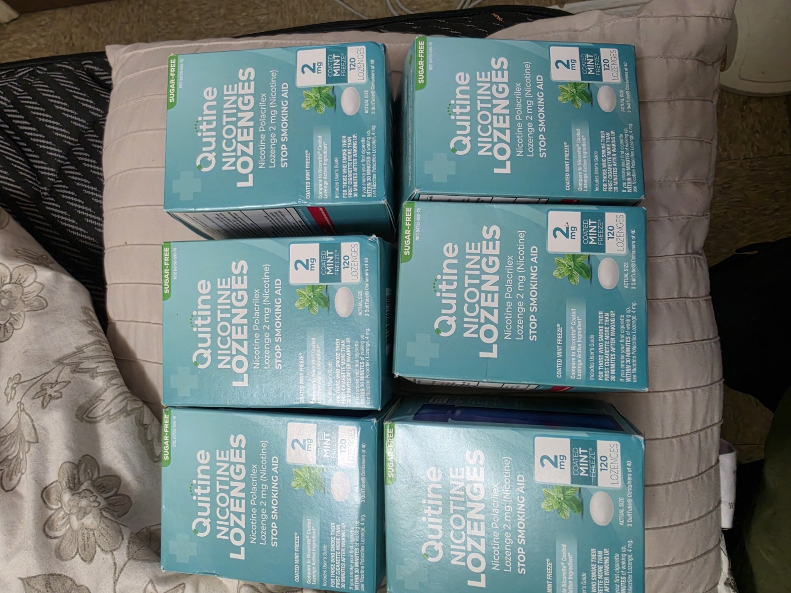Quitine Nicotine Small Lozenge Coated 2mg Mint 6 boxes 120 pieces per box
