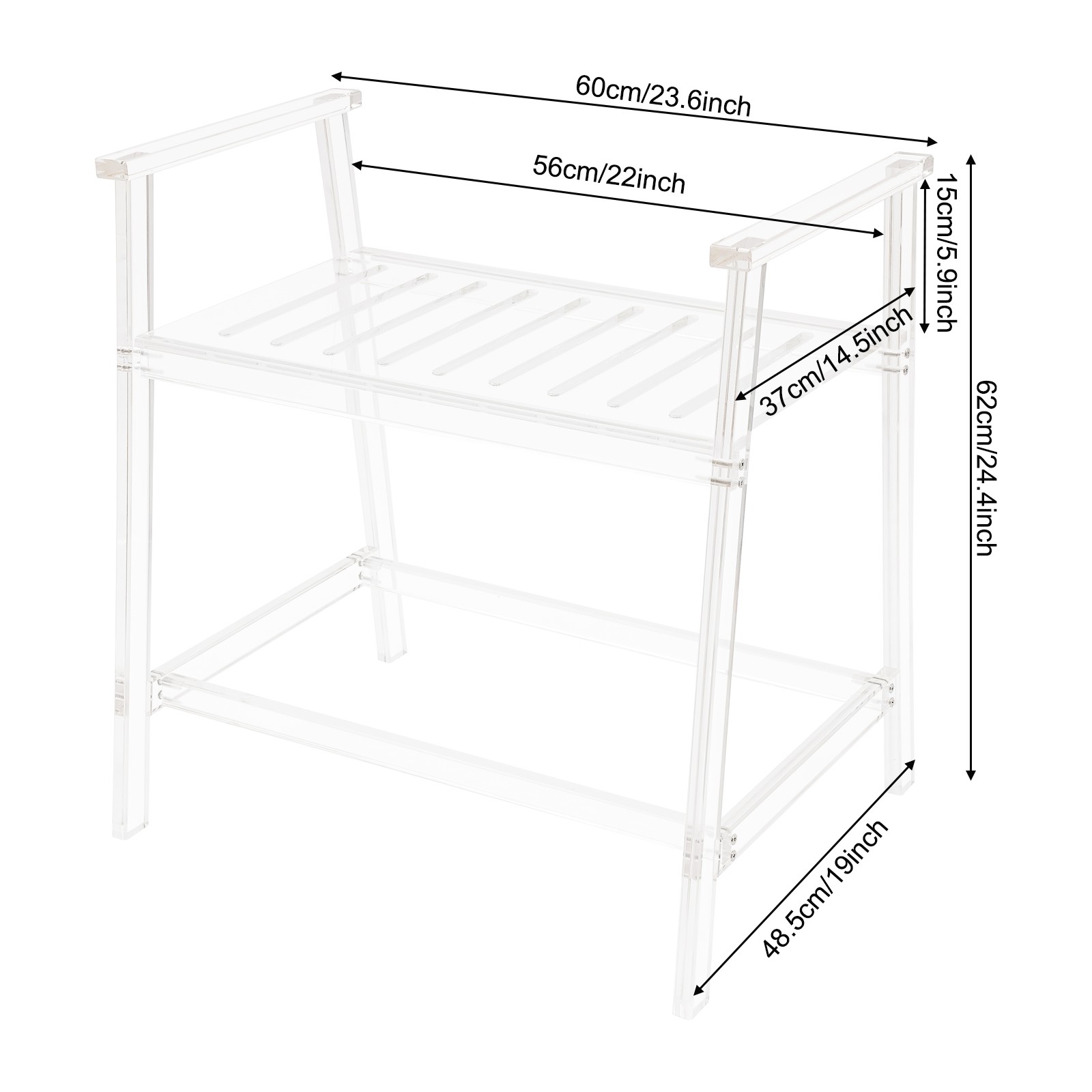 Acrylic Shower Stool Foldable Bathroom Shower Seat Bench with Side Handle