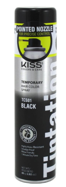 Kiss Tintation Temporary Color Spray Black 2.82 Ounce