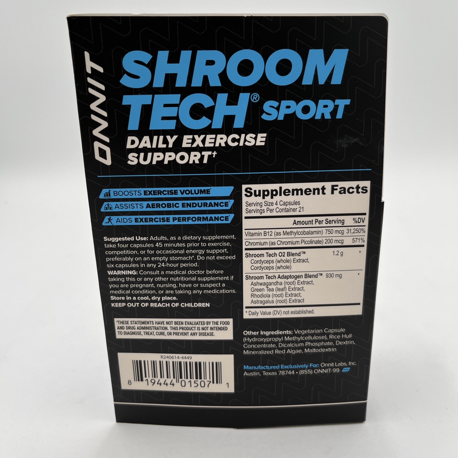 ONNIT Shroom Tech Sport Pre-Workout Energy Support Capsules 84 Ct EXP 7/26