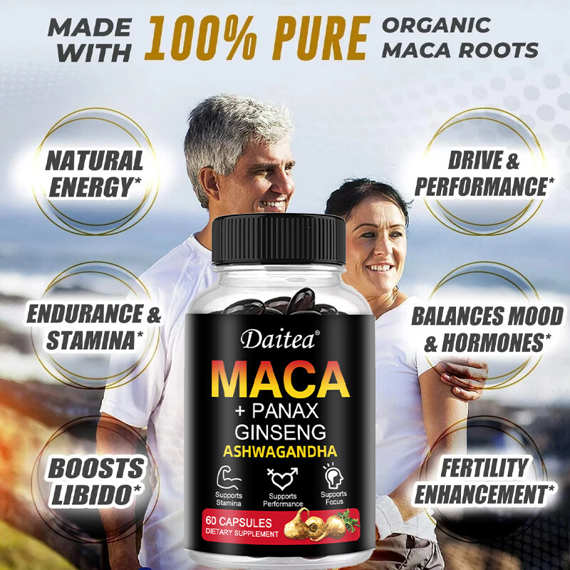 Organic Maca Root Capsules |60 Capsules | Peruvian Maca Extract for Men & Women