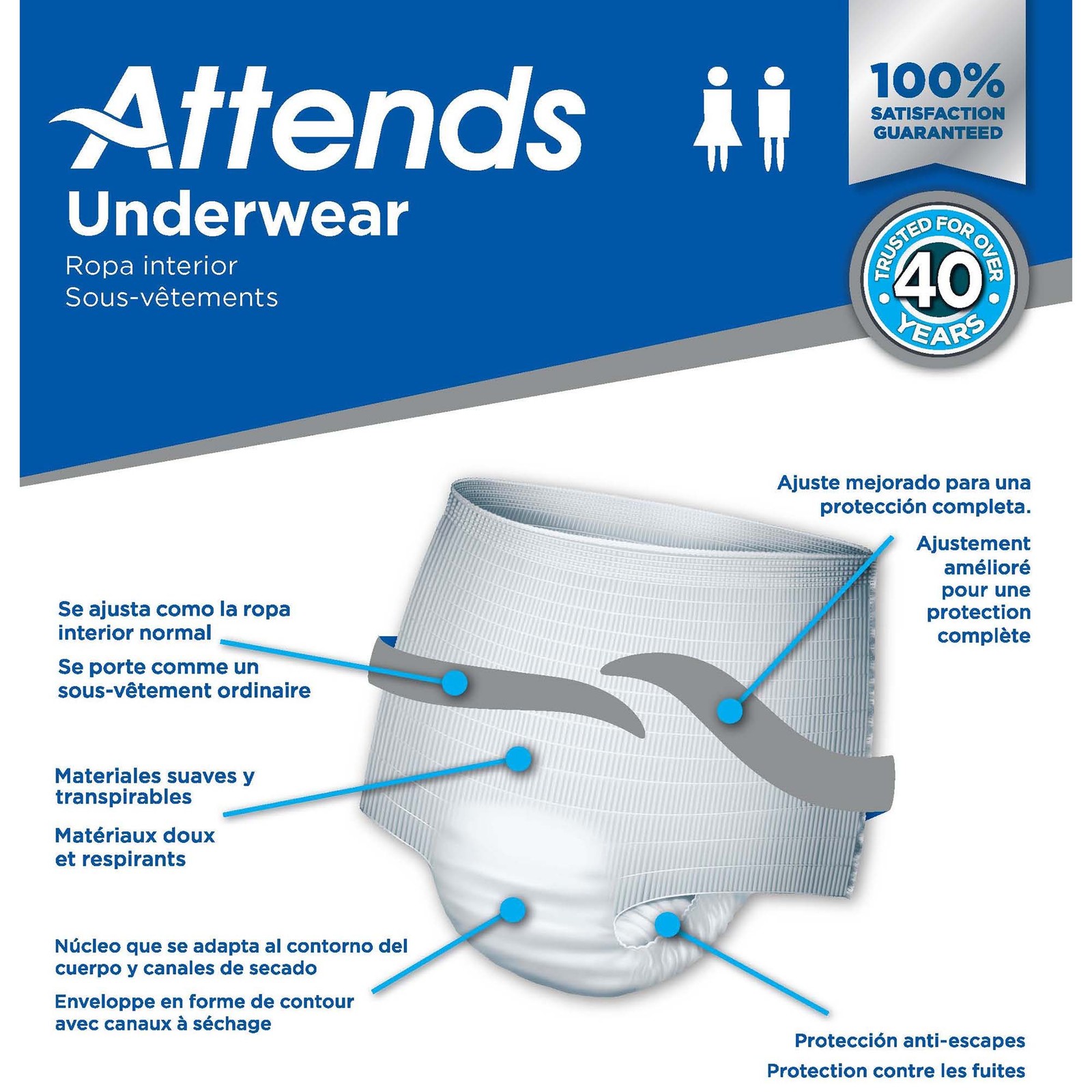 Attends Disposable Underwear Large Moderate 18 Ct