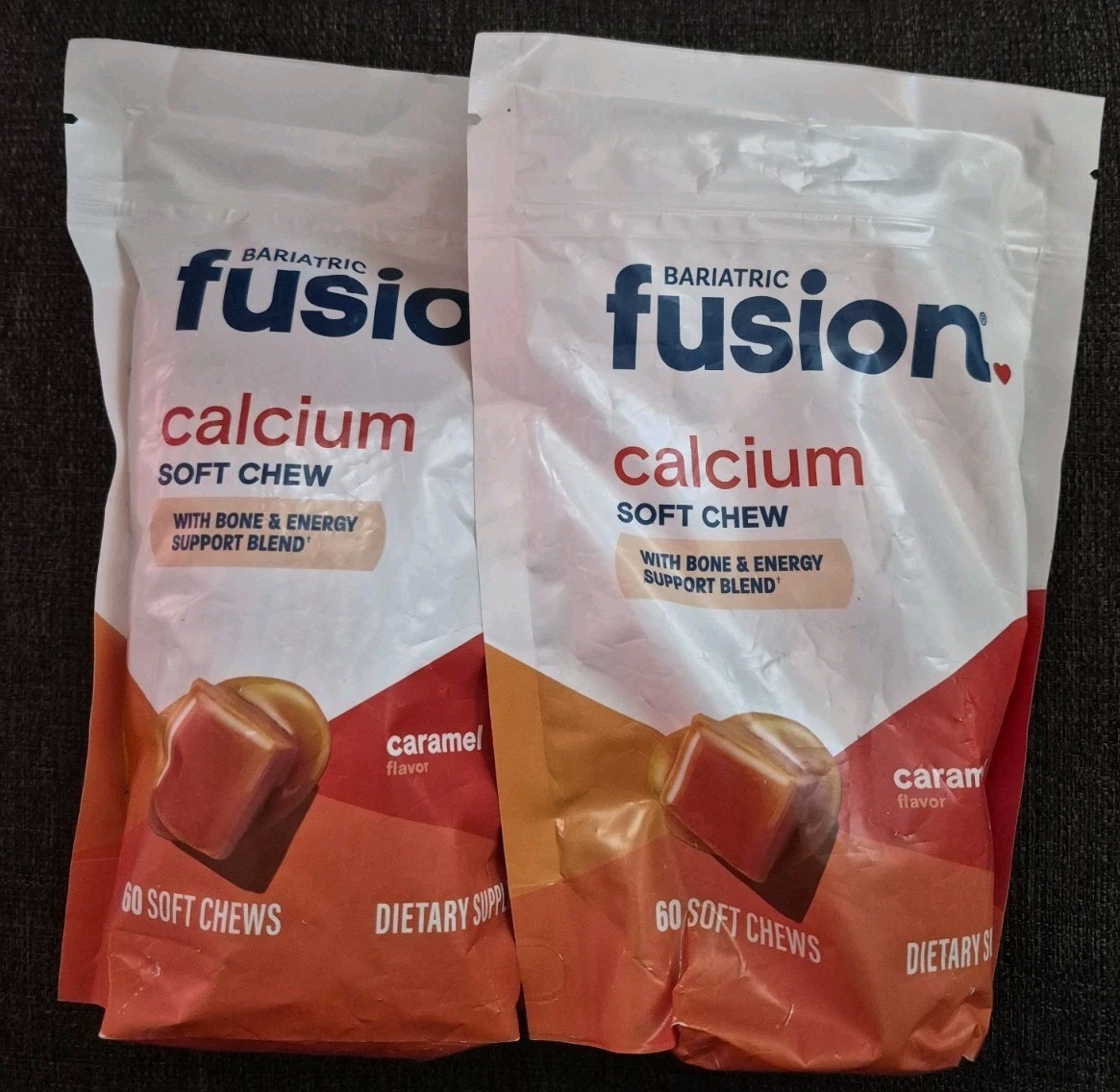 2 Packs Bariatric Fusion Calcium Soft Chew Caramel 60 ct Pack Expire March 2027
