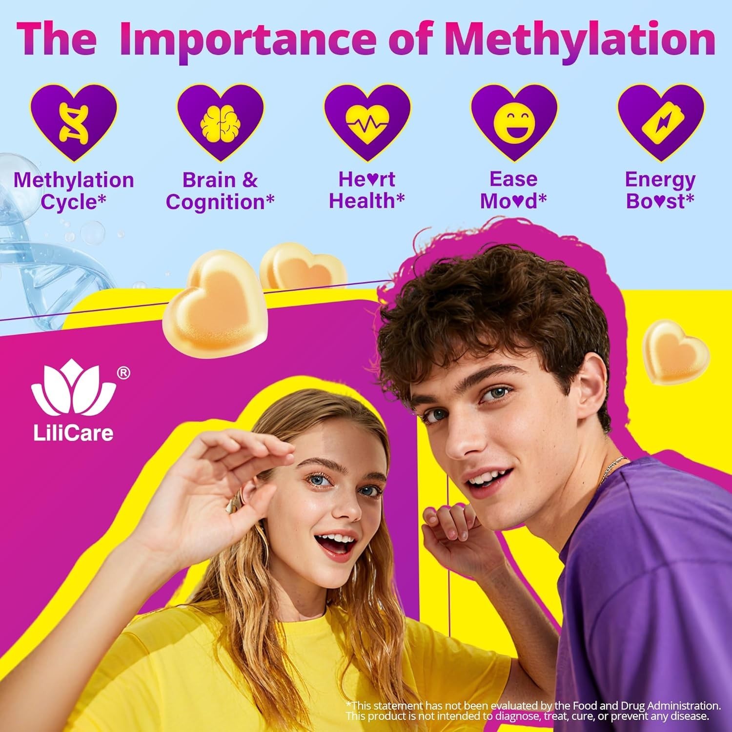 L-MethylFolate 15mg 7.5mg & B12 1000 mcg Gummies,Sugar Free Complex + TMG, Ma