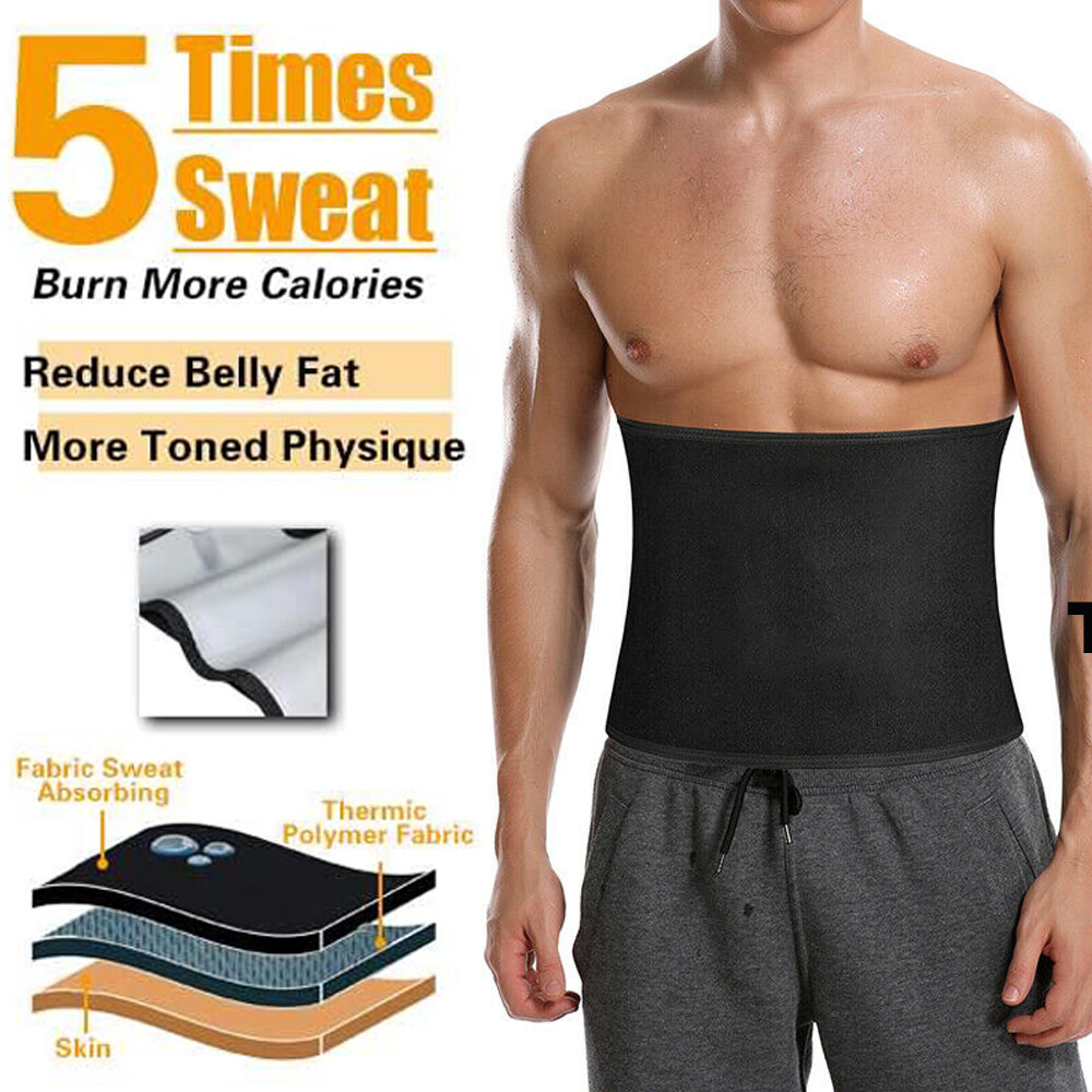Men Sweat Belt Slimming Waist Trainer Body Shaper Sauna Trimmer Band Weight Loss