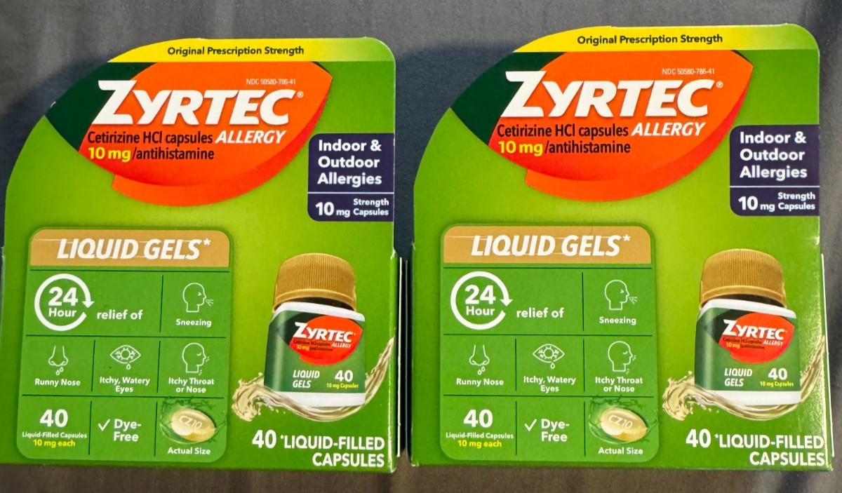 Lot Of 2 Zyrtec Allergy 40×2 Antihistamine 80 Liquid Gels Capsules EXP 10/2027