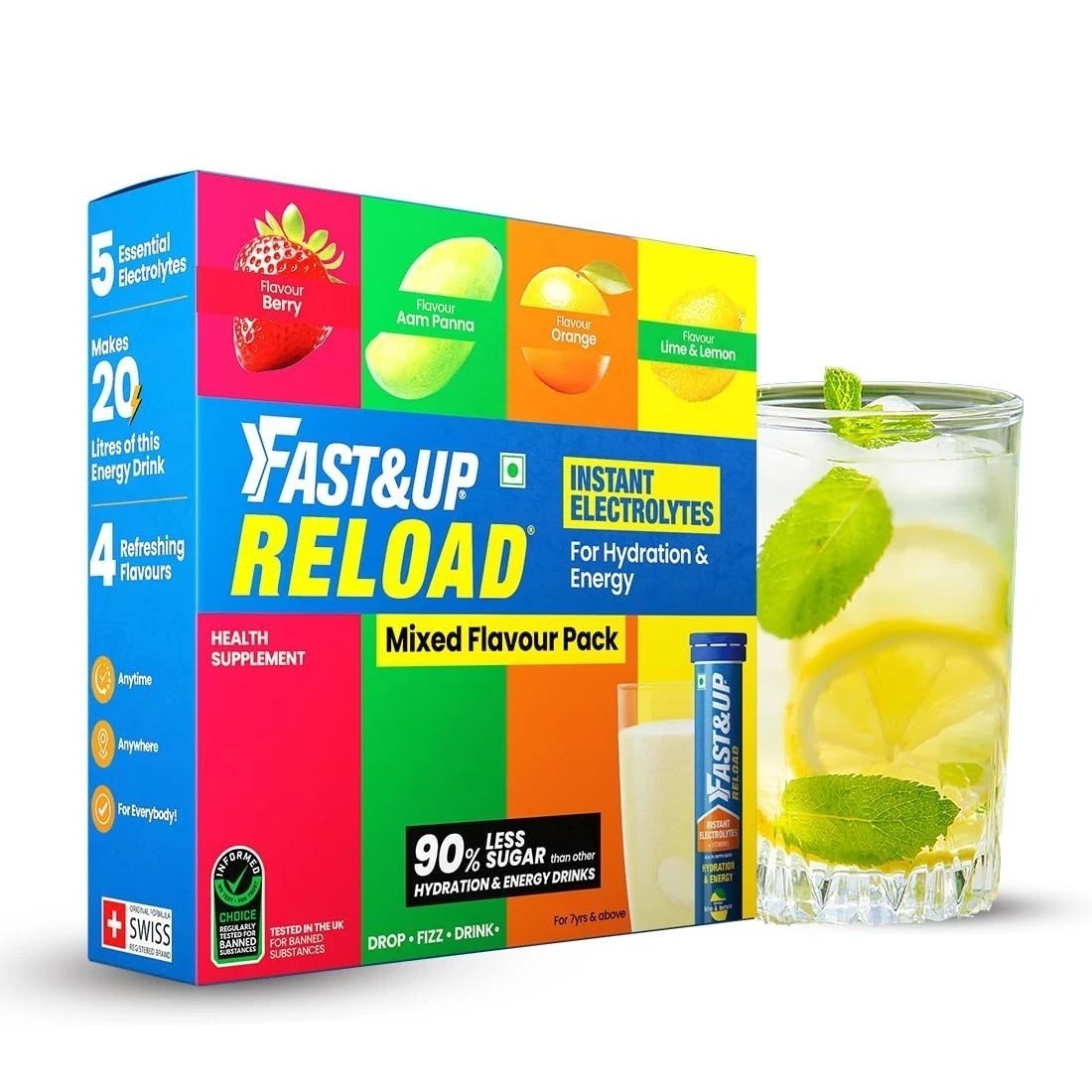 Fast&Up Reload (Berry, Aam Panna, Orange, Lime & Lemon) Vitamins Tablets