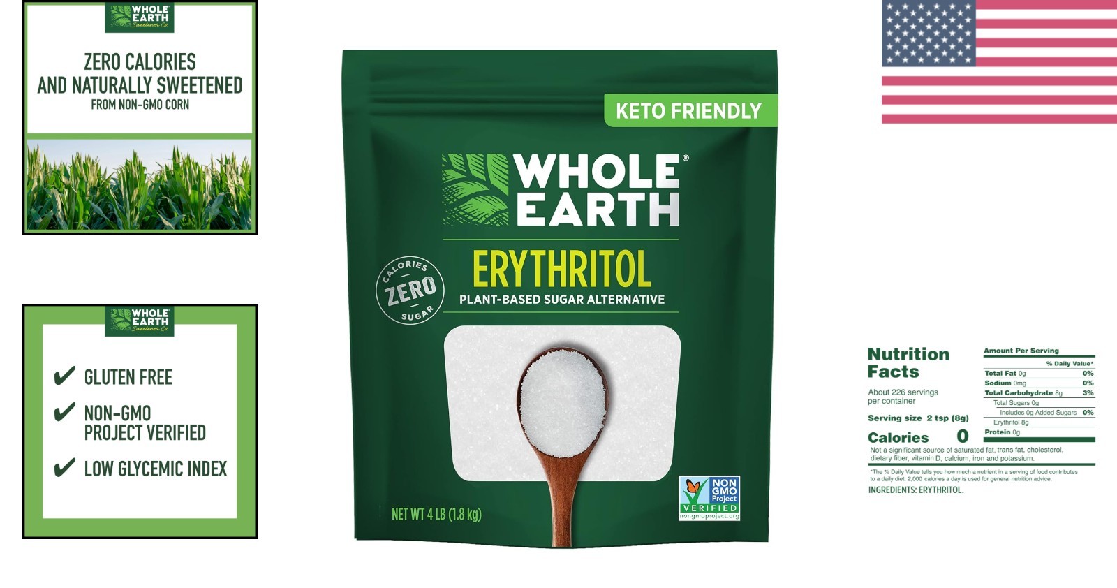 100% Erythritol Zero Calorie Sweetener – 64oz Plant-Based Sugar Alternative