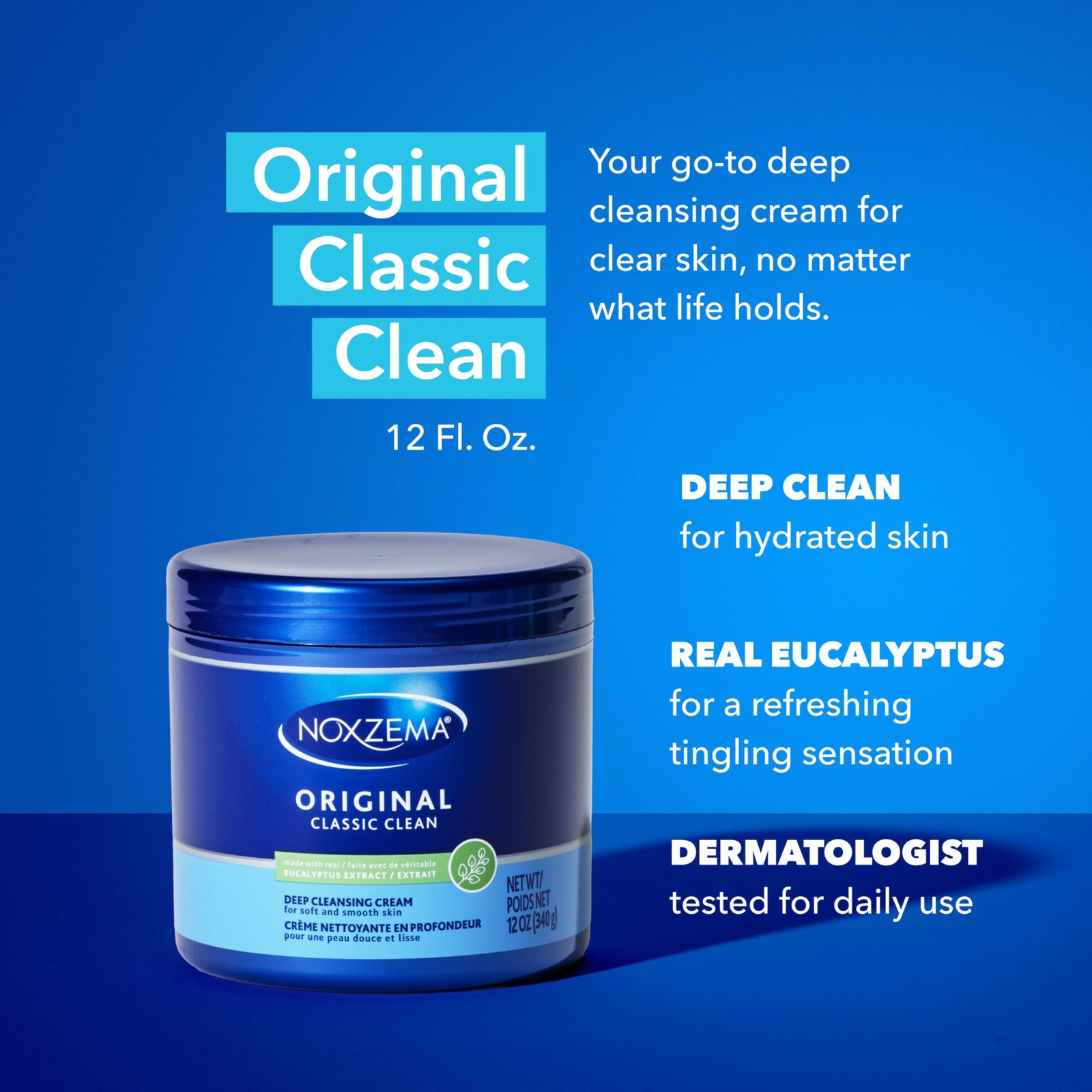 Noxzema Classic Clean Original Deep Cleansing Cream, Refreshing Face Wash 12oz