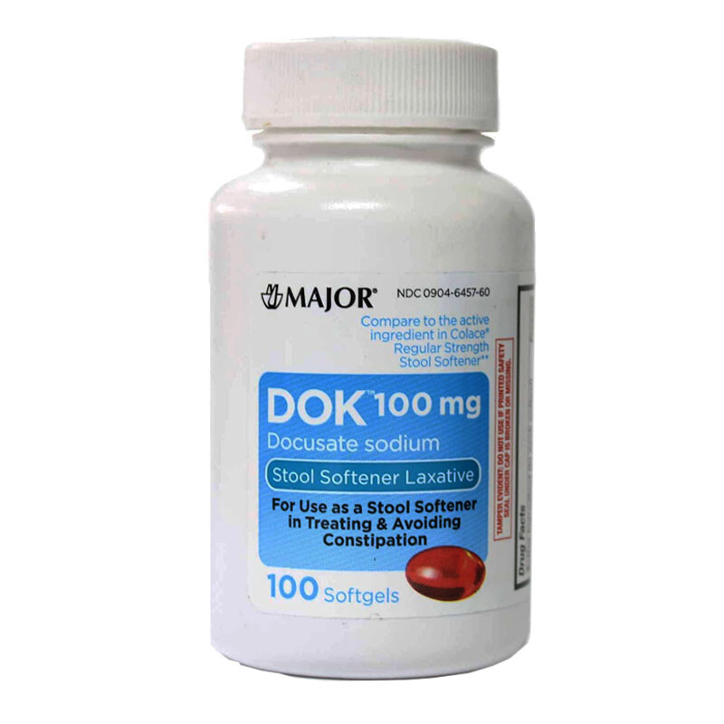 Major Docusate Sodium 100mg Softgel StoolSoftener CompareToColace 100 Count 2/26
