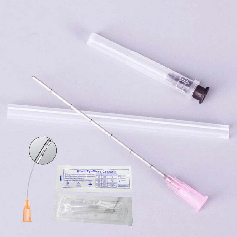 Micro Cannula with Puncture, 5/10pcs 25g 50mm Blunt Tip for Fillers, USA Seller