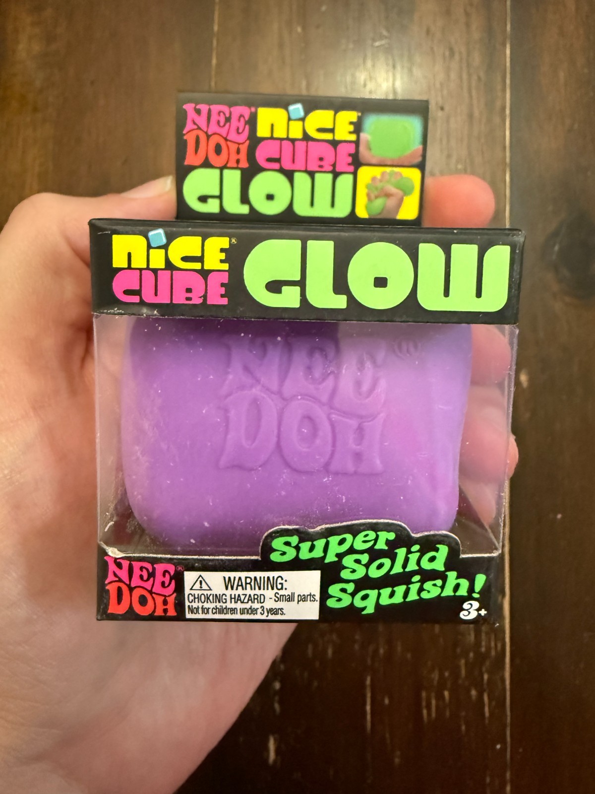 PURPLE Schylling NeeDoh Nice Cube Glow in Dark Solid Squish Cube AUTHENTIC