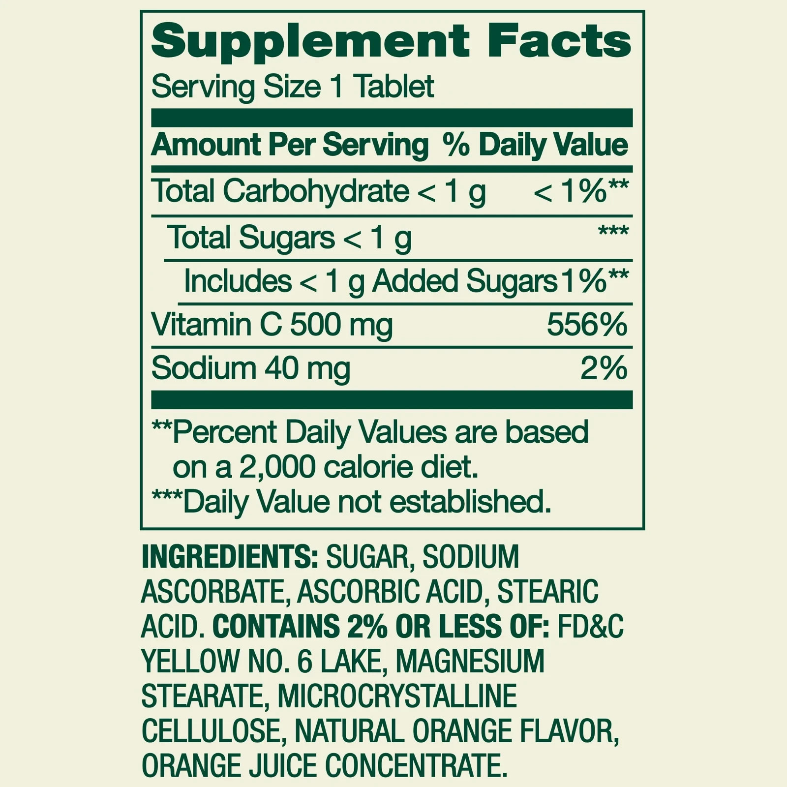 Spring Valley Vitamin C Chewable Tablets Supplement Orange Flavor 500 mg 60 Ct.