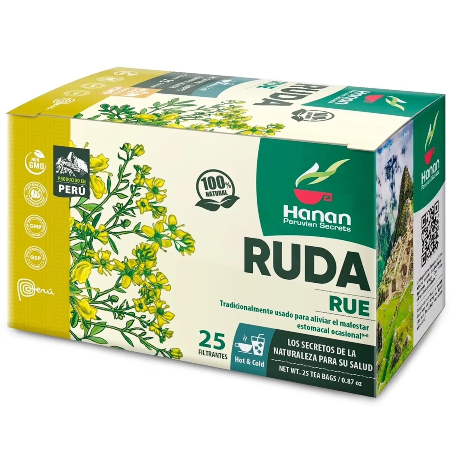 Te de Ruda 100% Natural Rue 25 Tea Bags for Relaxation & Well-Being from Peru