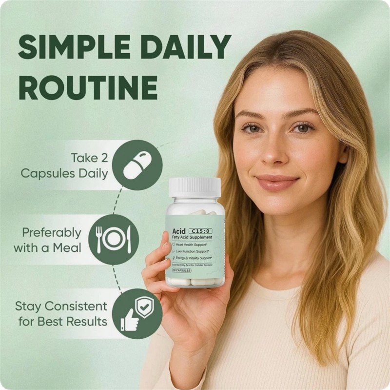 Pentadecanoic Acid Caps, C15:0 Fatty Acid Supplement – Natural Plant-Based 1-5X