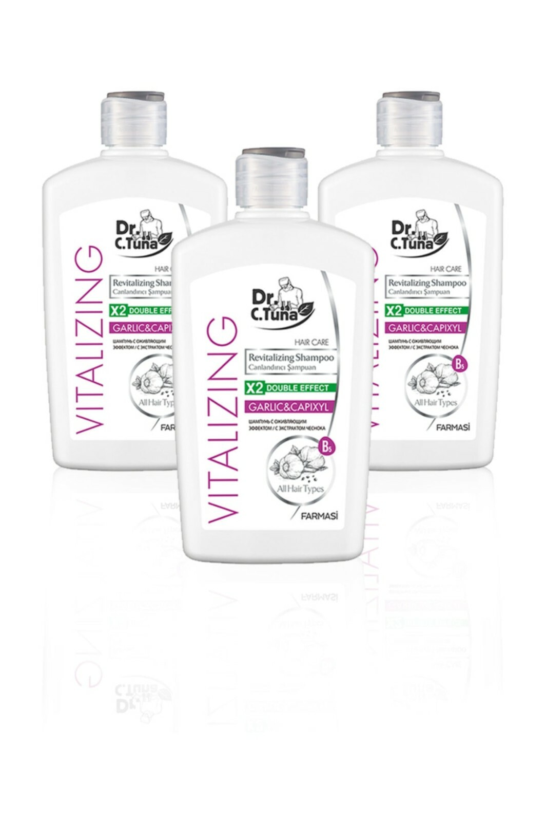 Farmasi Dr C Tuna Vitalizing Garlic & Capixyl Shampoo 3 X 17 oz / 500 ml -3 CT