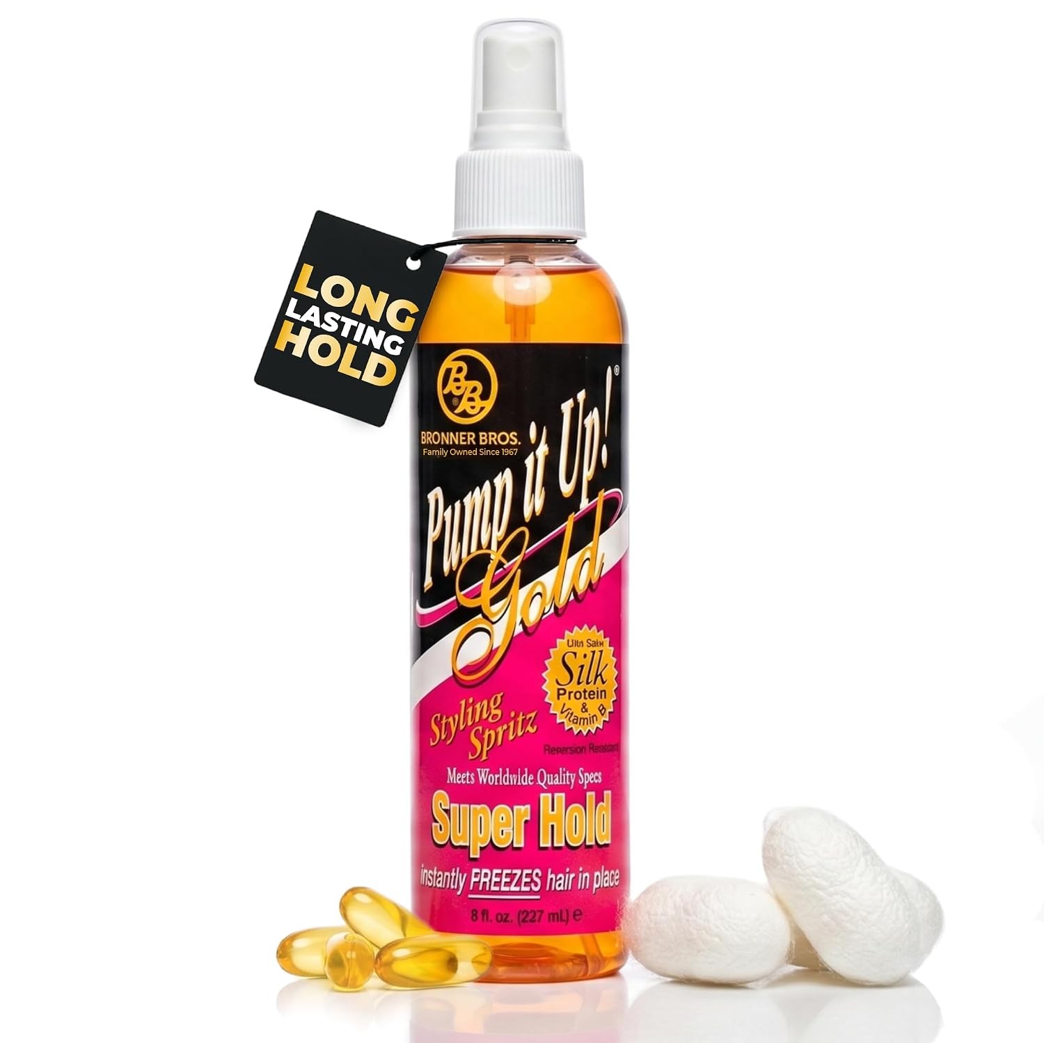 Bronner Bros Pump It Up Gold Styling Spritz 8 oz