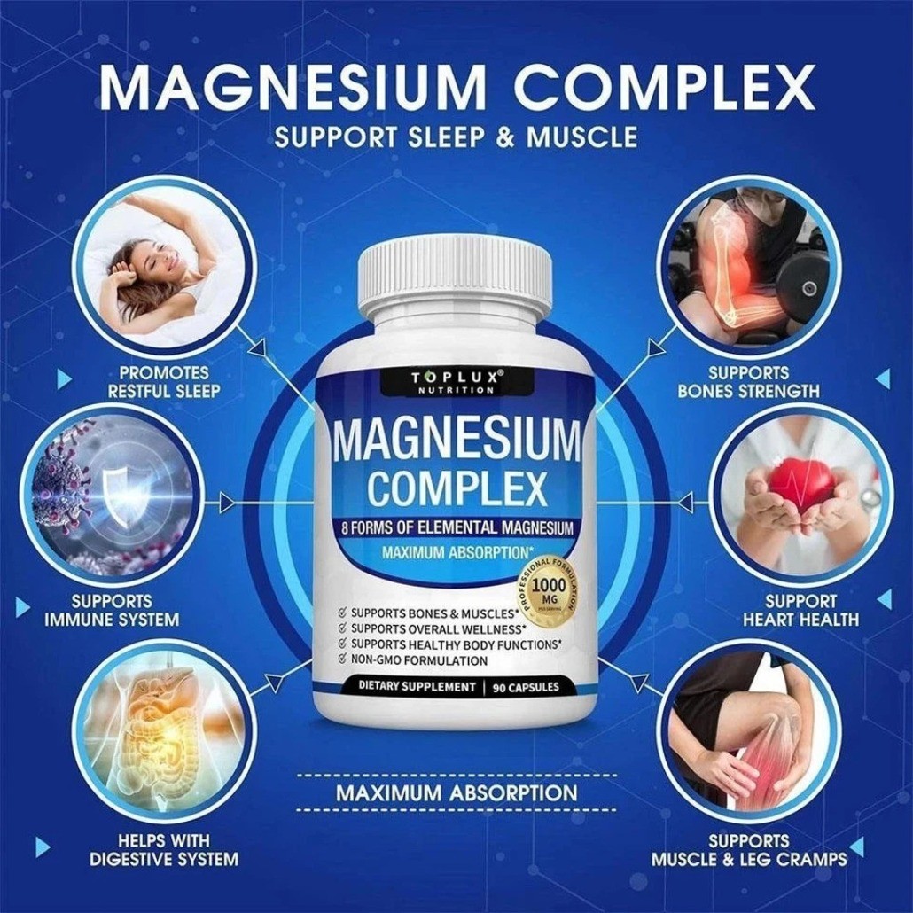 3bottles Toplux Nutrition Magnesium Complex 1000mg Supports 8 Elemental EXP2028
