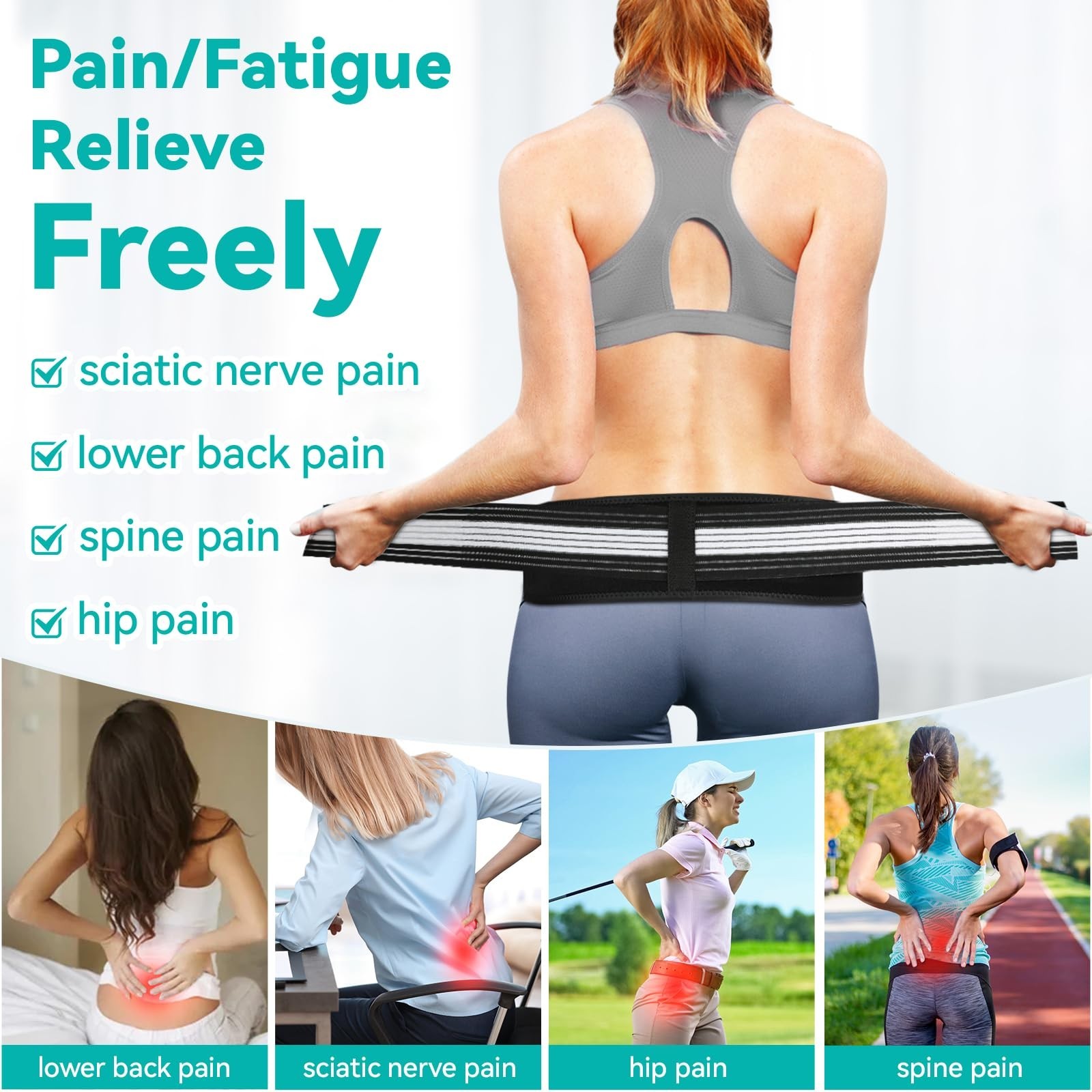 Lightweight Adjustable Back Brace for Lower Back Pain Relief – Breathable Lumbar