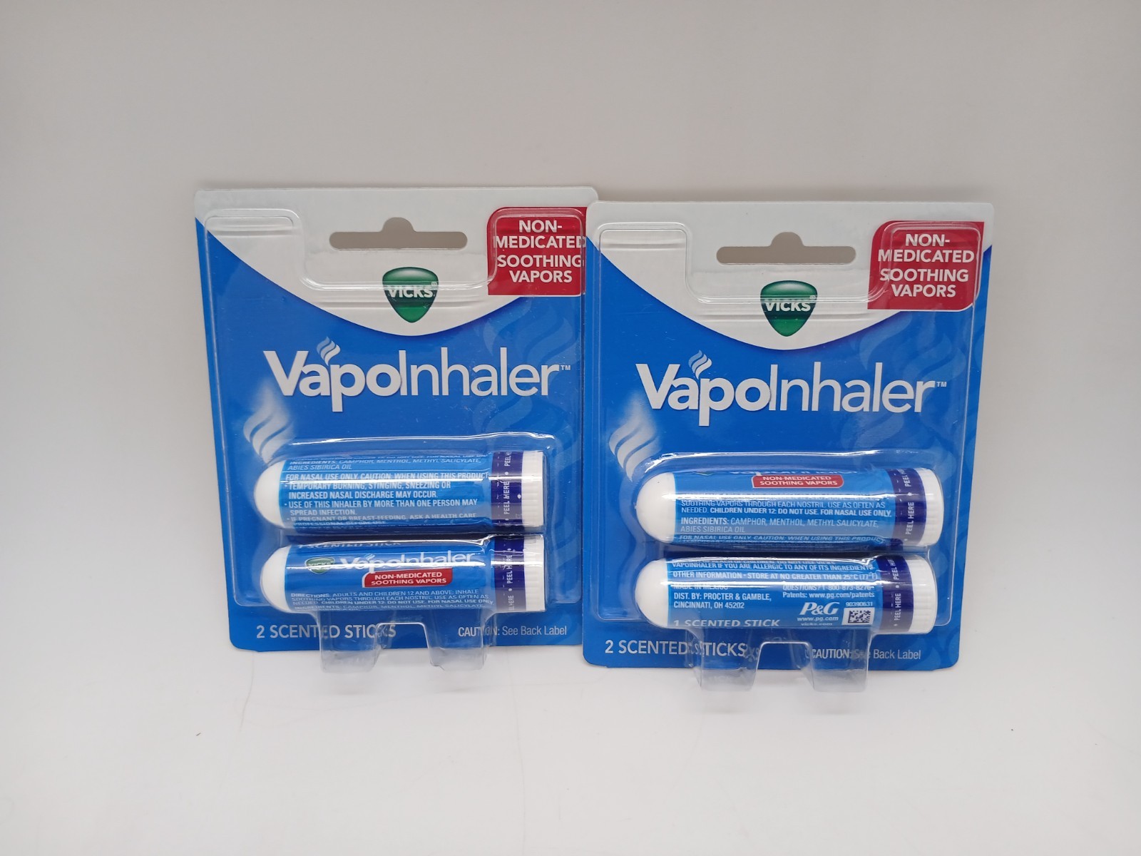 Vicks VapoInhaler Menthol Nasal Congestion Relief – 2 Twin Packs 4 Total Sticks