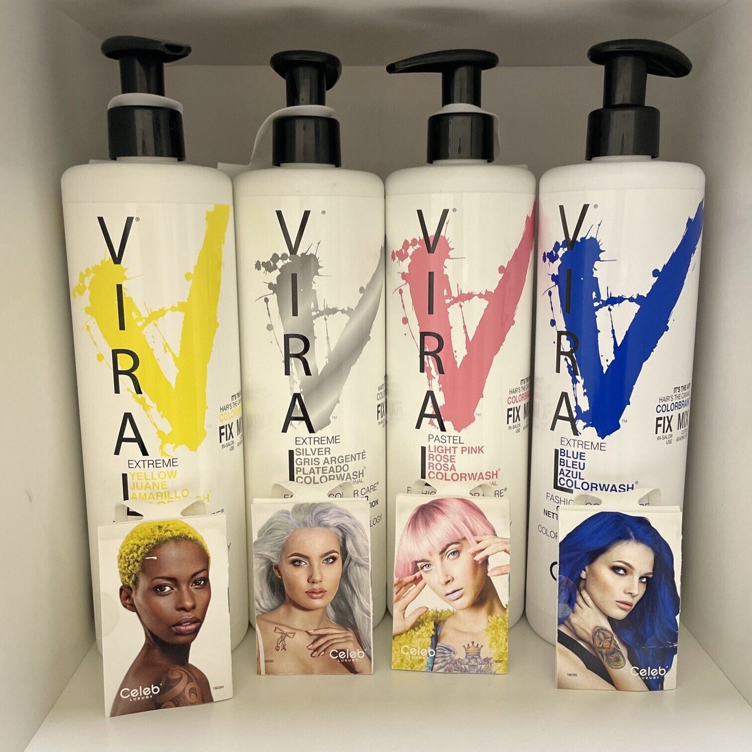 Celeb Luxury Viral BLUE,YELLOW,SILVER,PASTEL LIGHT PINK Colorwash Shampoo 25 oz