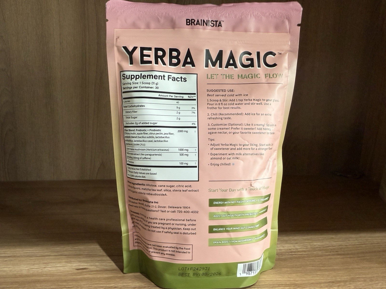 BRAINISTA Yerba Magic Strawberry Matcha Dietary Supplement Powder 11.64 oz