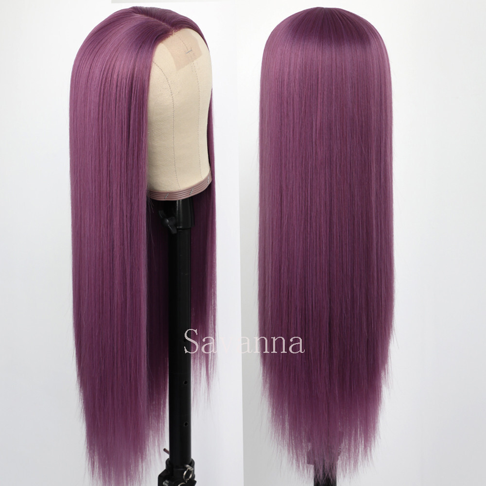 Straight Synthetic Hair Wig Heat Resistant Lace Front Wigs Middle Part Cosplay
