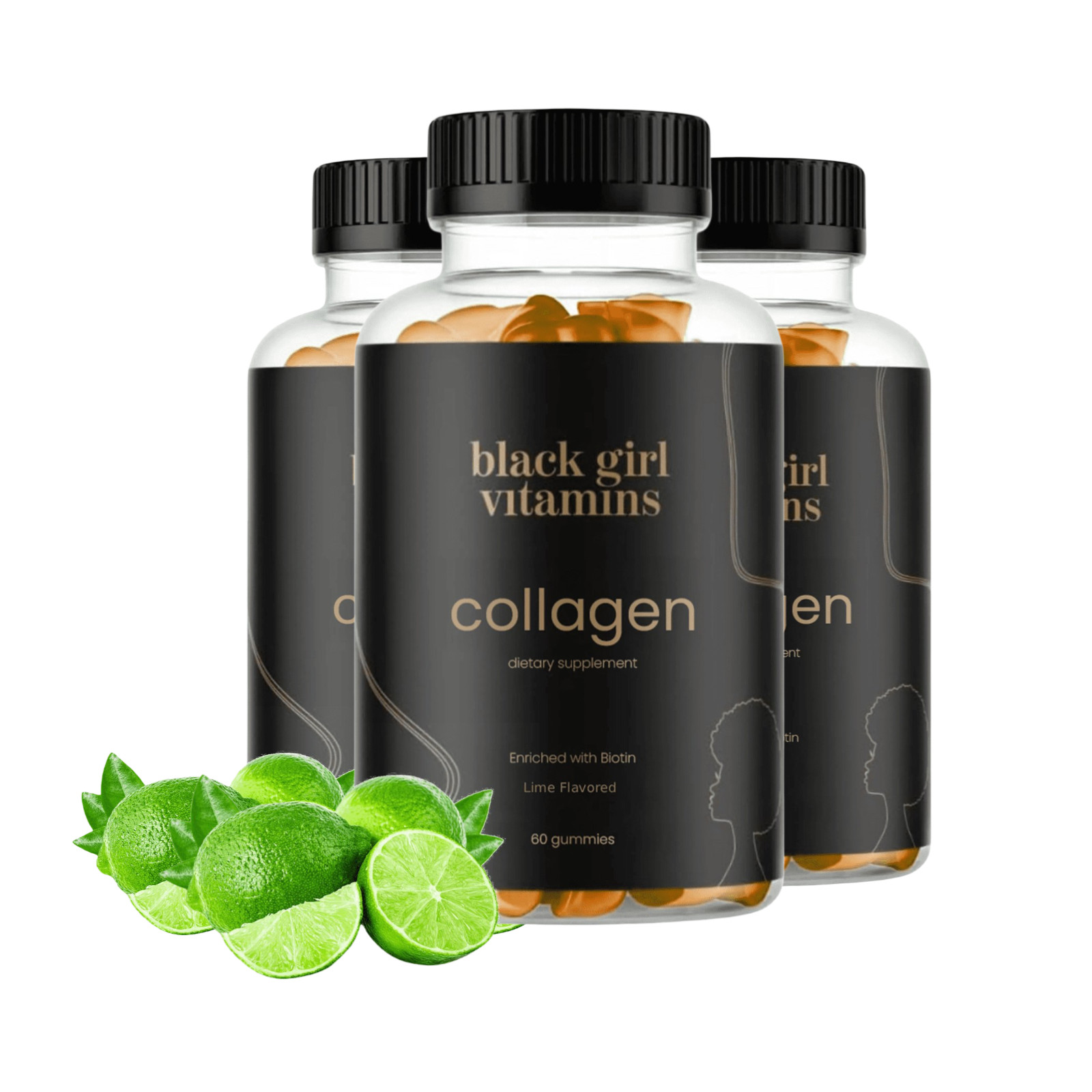 3-Pack Black Girl Vitamins Collagen Gummies – Daily Collagen Support -180Gummies