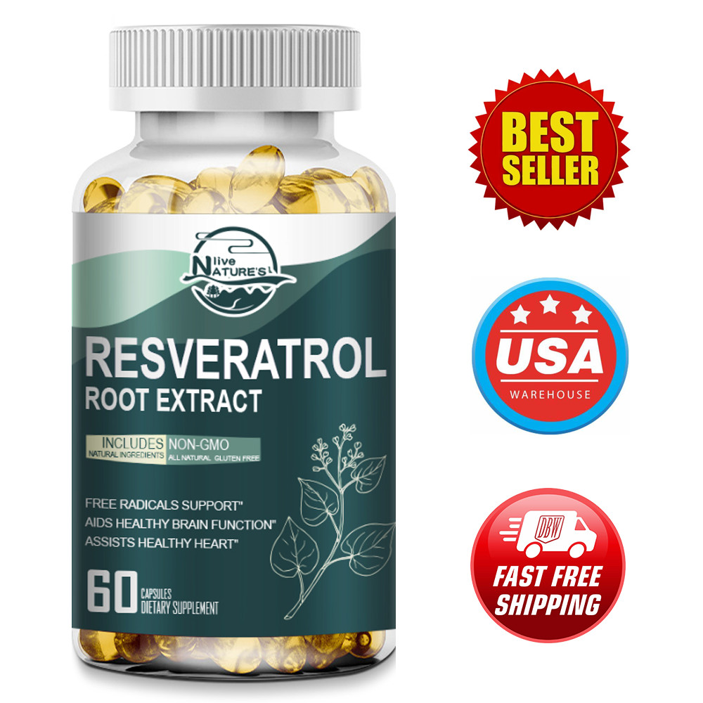 Resveratrol Capsules 1200MG Maximum Strength Anti Aging Antioxidant Supplement