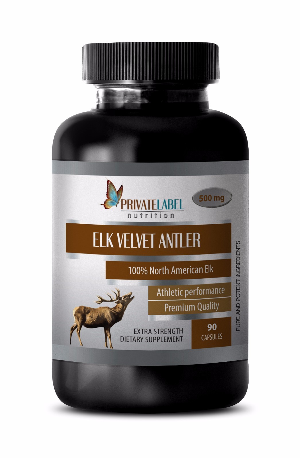 Elk Velvet Antler 500mg. Extra Strength. Energy (1 Bottle, 90 Capsules)