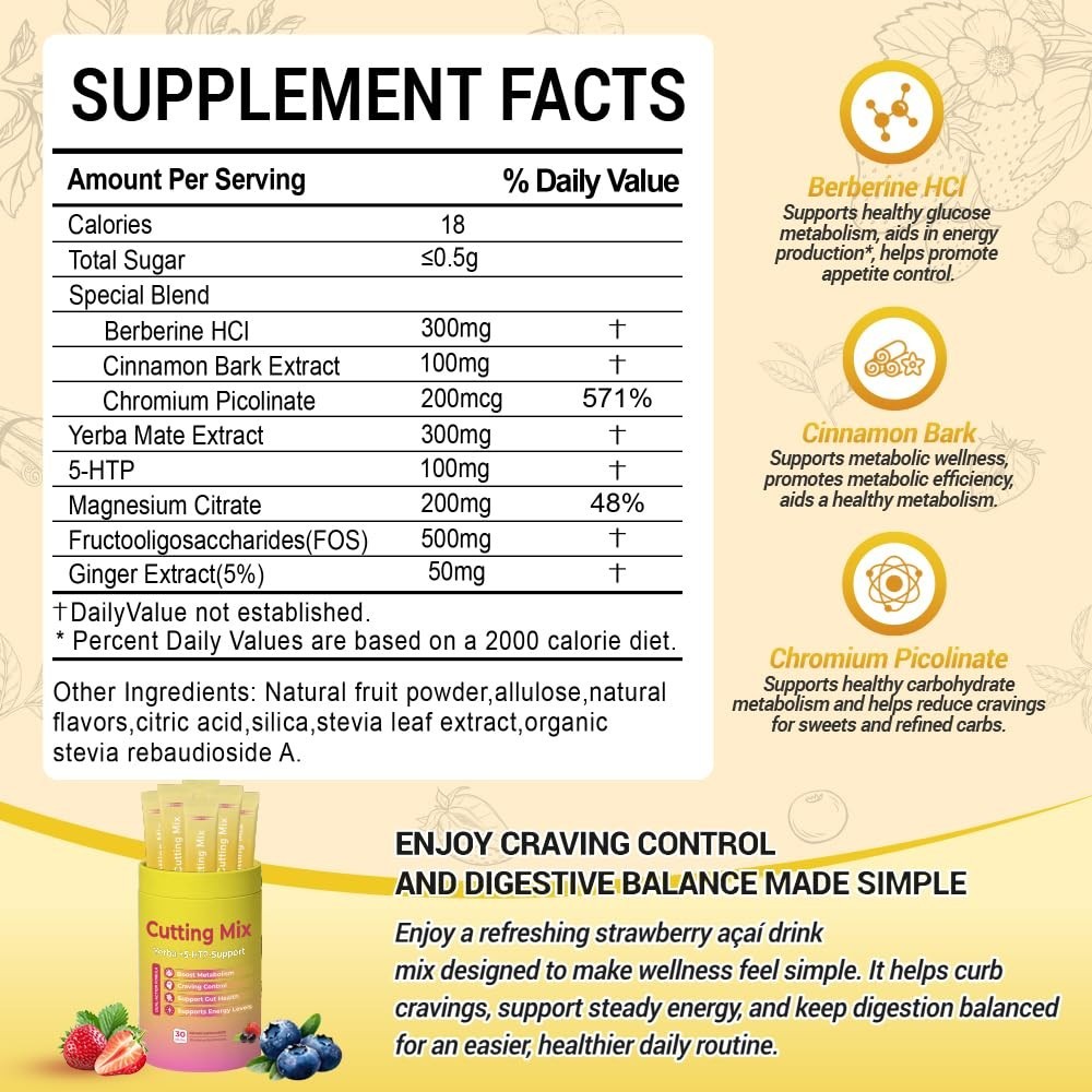 Digestive Health Drink Mix – Natural Energy & Satiety Support, 30 Servings, Stra