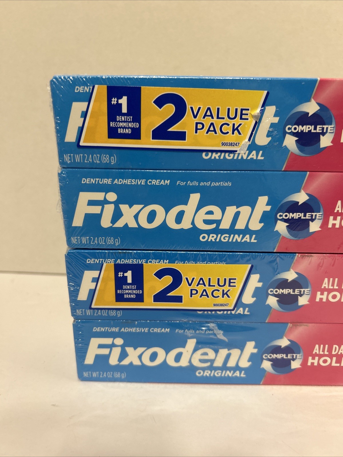 FIXODENT Complete Original Denture Adhesive Cream (Pack of 4) 2.4oz/68g- NEW