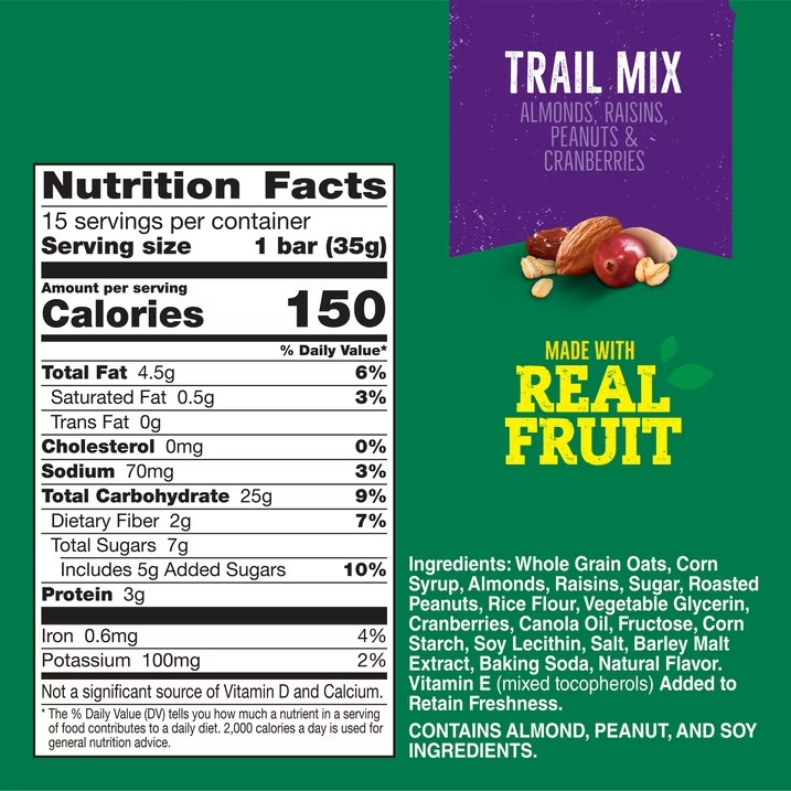 Nature Valley Chewy Granola Bars Fruit & Nut Trail Mix 15 Ct 18 oz Family Pack