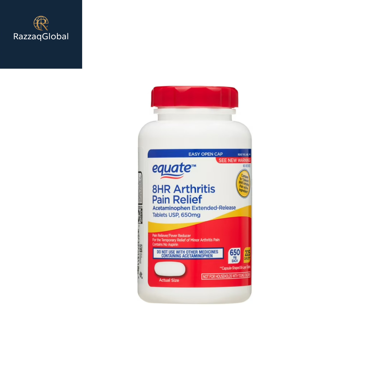 Equate 8 Hour Arthritis Pain Relief Acetaminophen 650 mg Tablets, 225 Ct