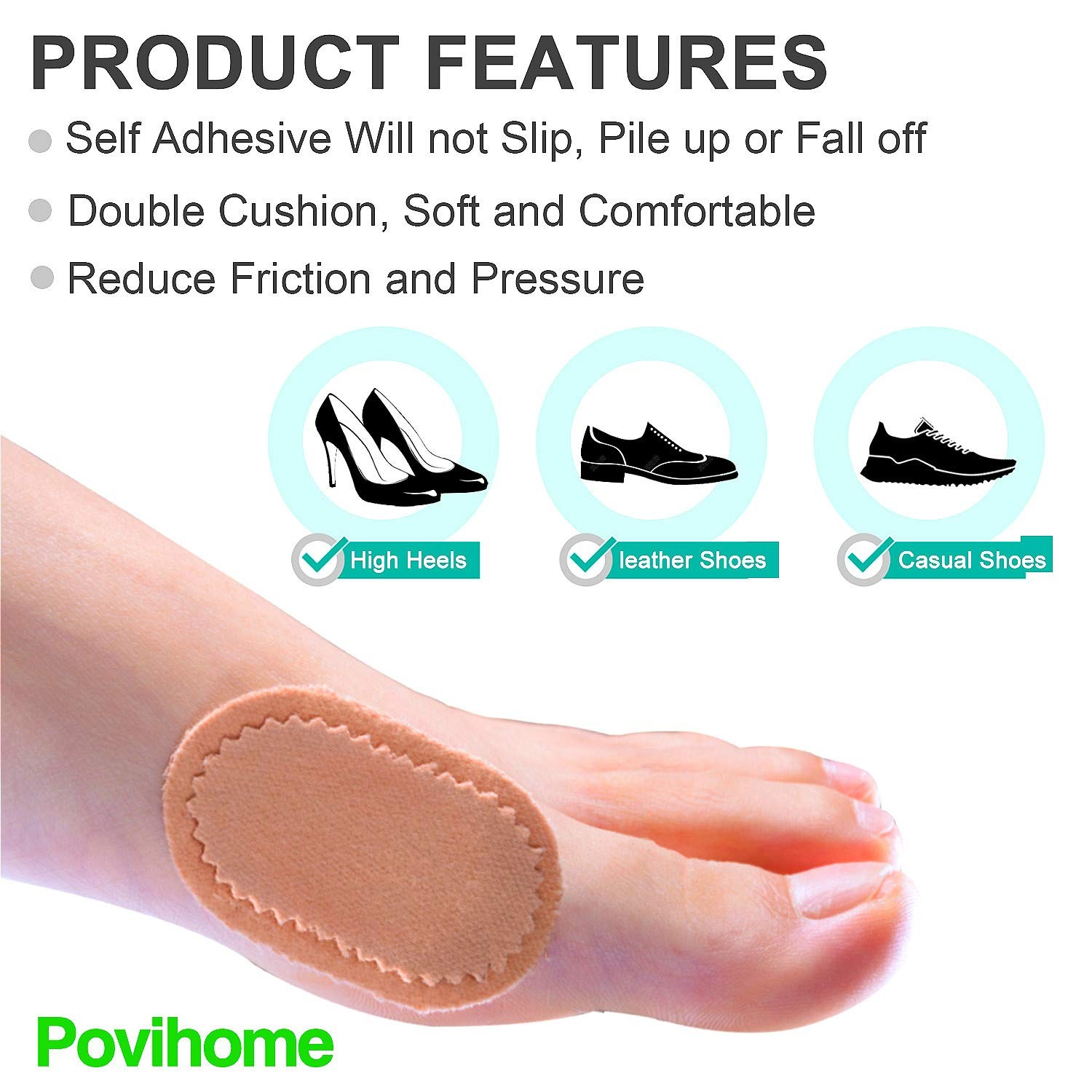 30 Count Bunion Cushion Pads, Bunion Foot Protectors for Feet (Latex-), Stay …