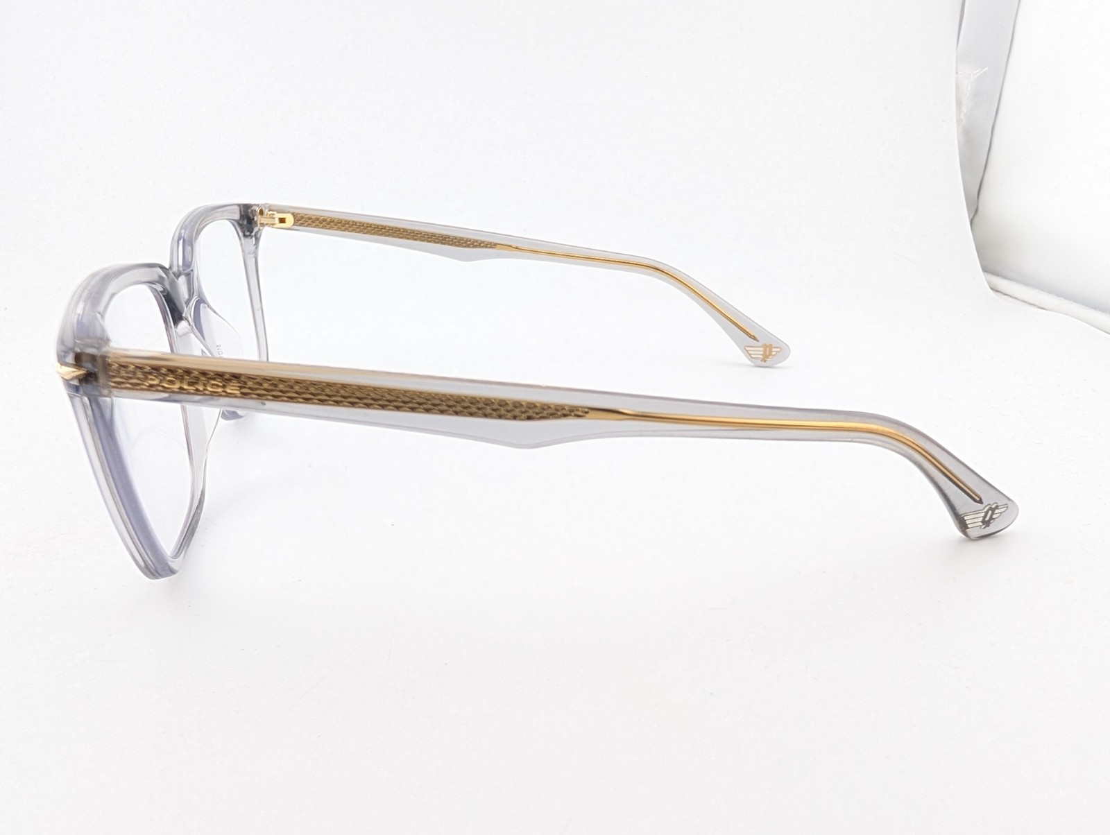 Police Eyeglasses, Frames Only, Bangladesh, VPLP79K 04G0, 51-19-145, Clear Gray