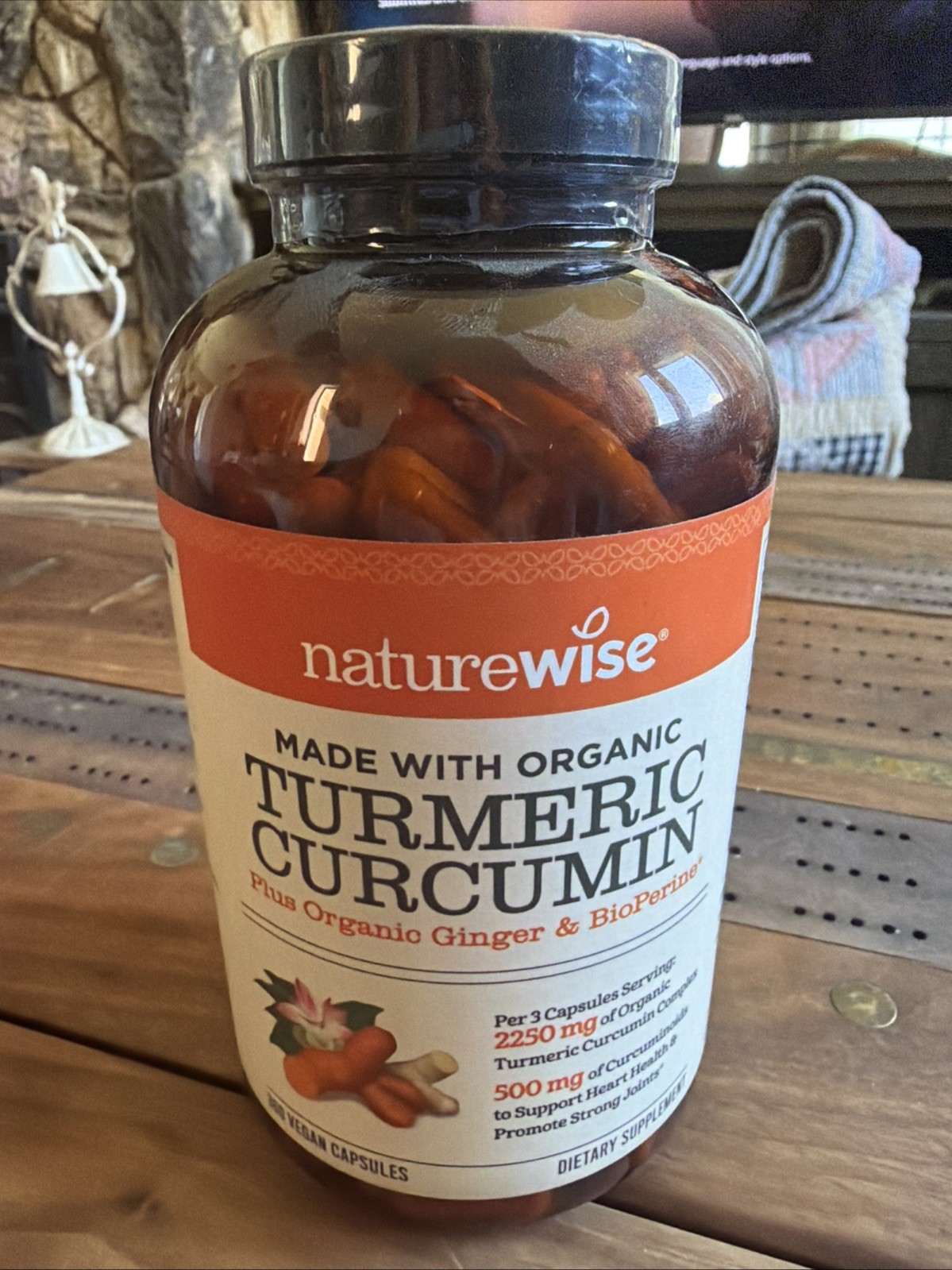 Naturewise Organic Turmeric Curcumin Capsules – 360 Count 2250mg Exp 2/2028