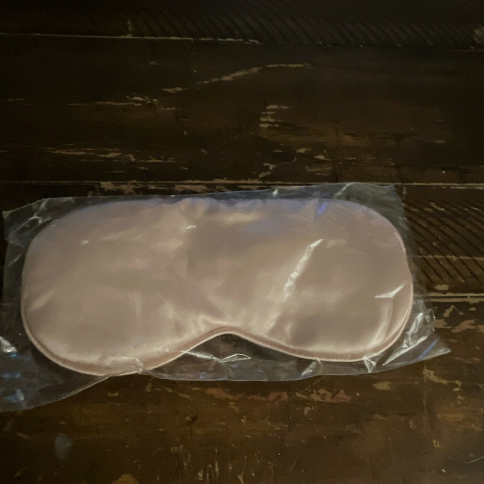 Beige Satin Sleep Eye Mask with Elastic Strap, Single Sleep Mask
