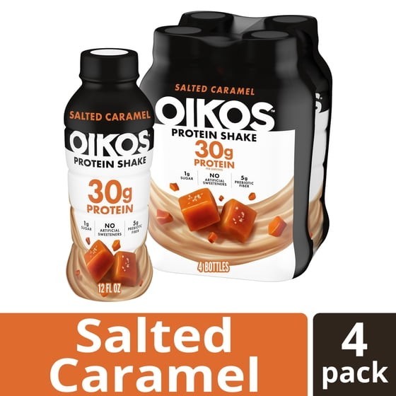 Oikos Protein Shake, Shelf Stable, Salted Caramel, 30g Protein, 12 fl oz, 4 Coun
