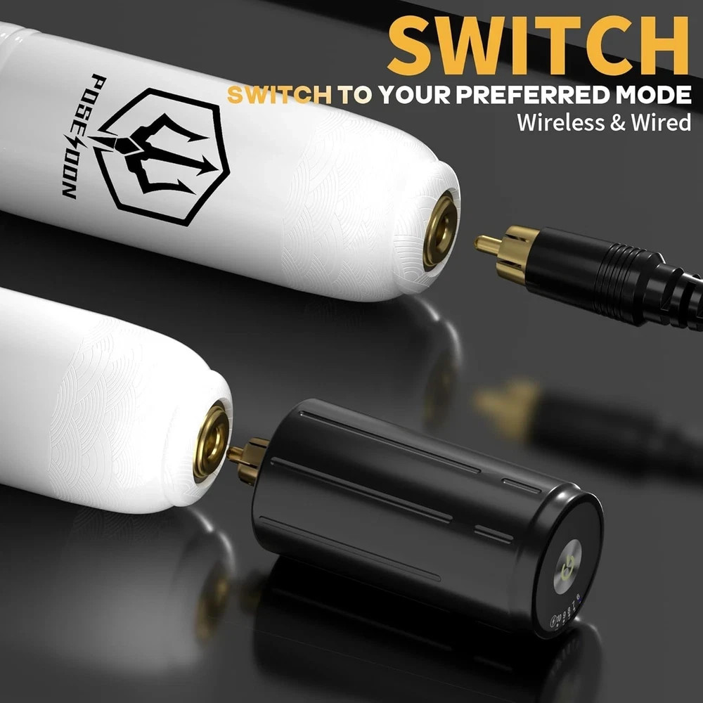 Wireless Rotary Tattoo Machine Kit with 20 Tattoo Cartridge Needles, Ink Set & 2