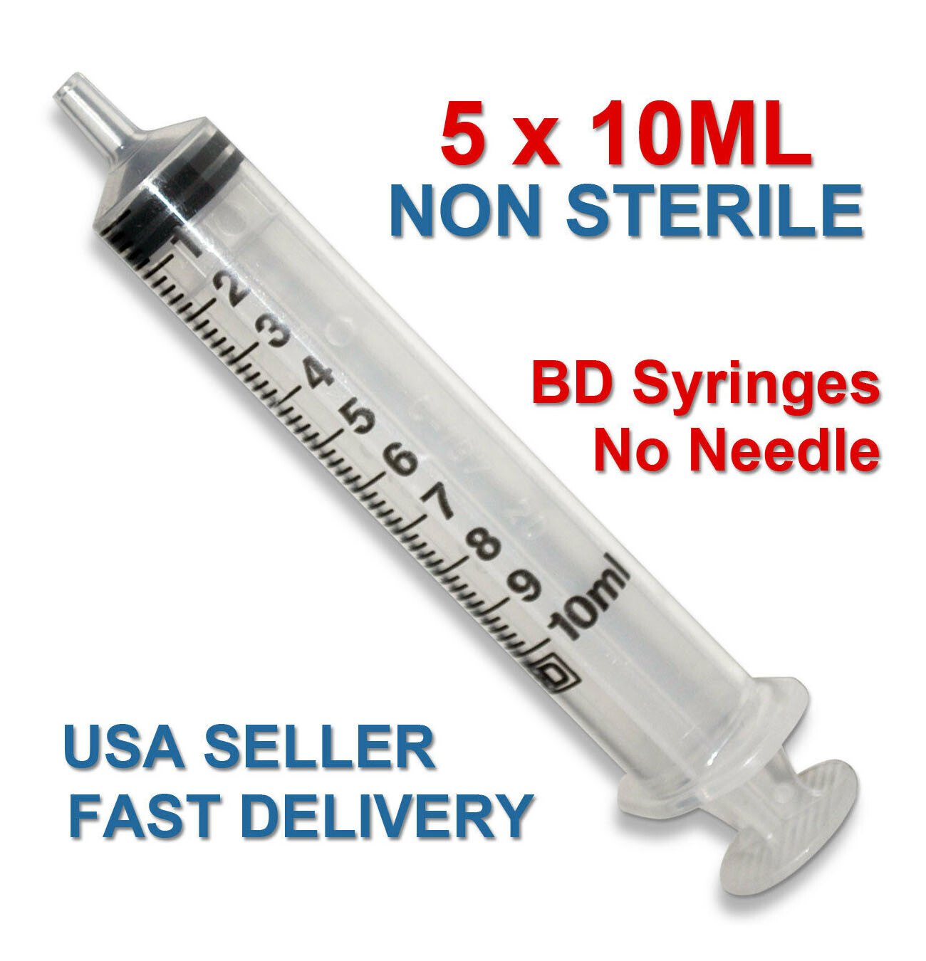 5 – 10ML BD Syringes NoNeedle NON-STERILE Luer Slip Tip
