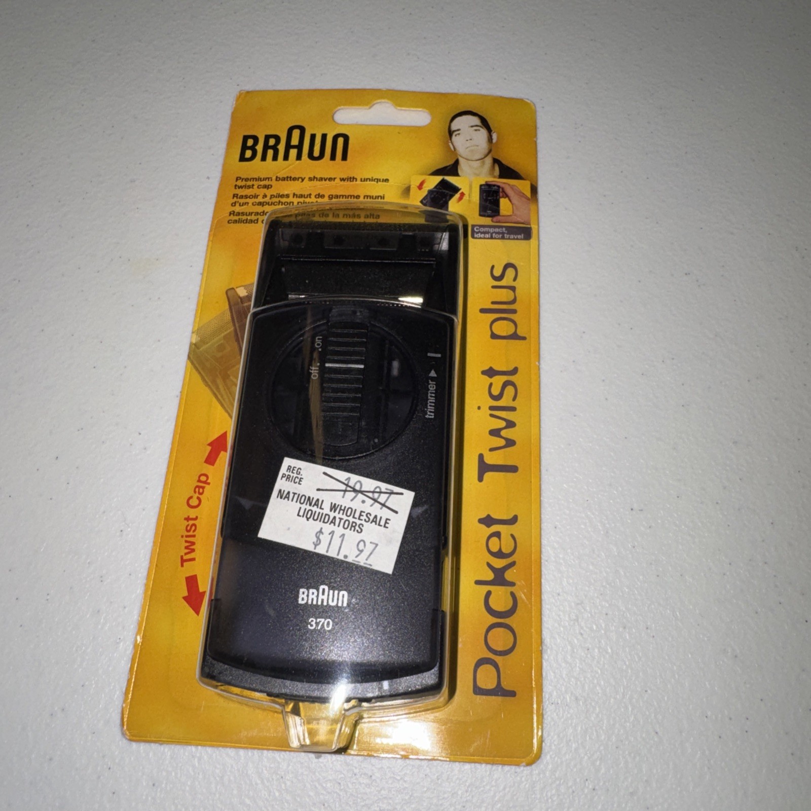 Braun 370 “Pocket Twist Plus,” 1990s, AA Battery Shaver, NOS, Factory Sealed
