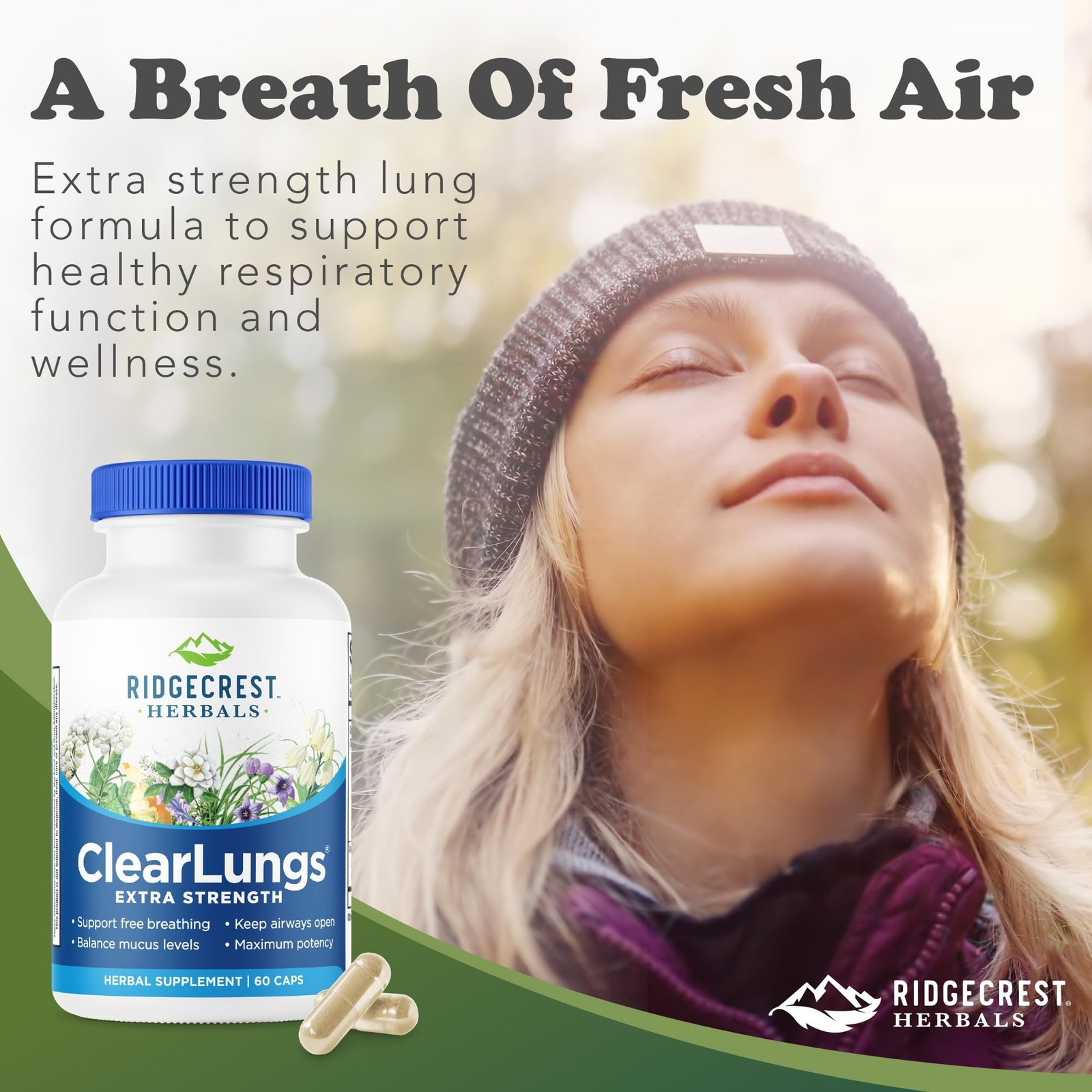 RidgeCrest Herbals ClearLungs Extra Strength, Natural Lung, Nasal Health Form…