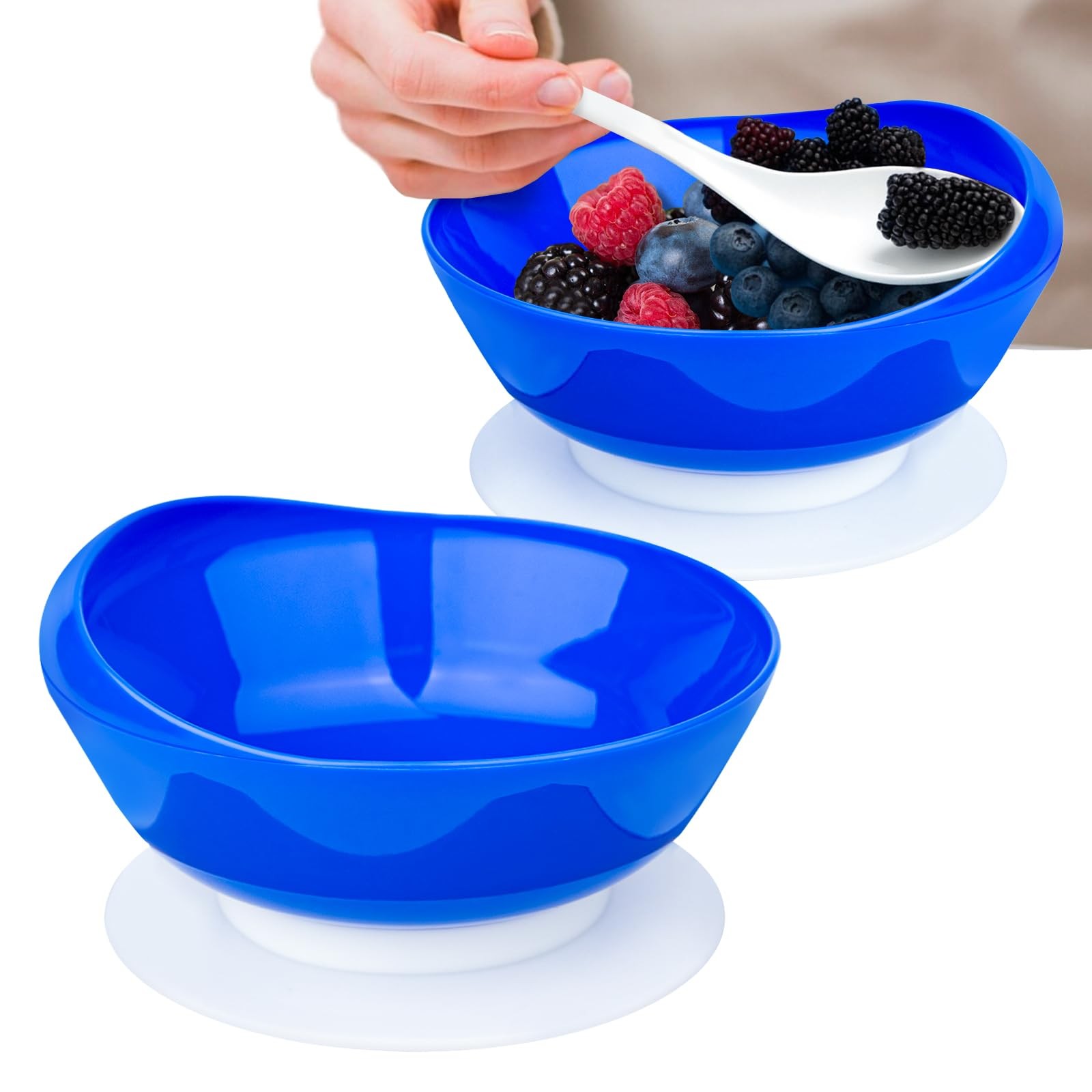 2Pack Spill Proof Scoop Bowl with Non-Skid Suction Base, Adaptive Self-Feedin…