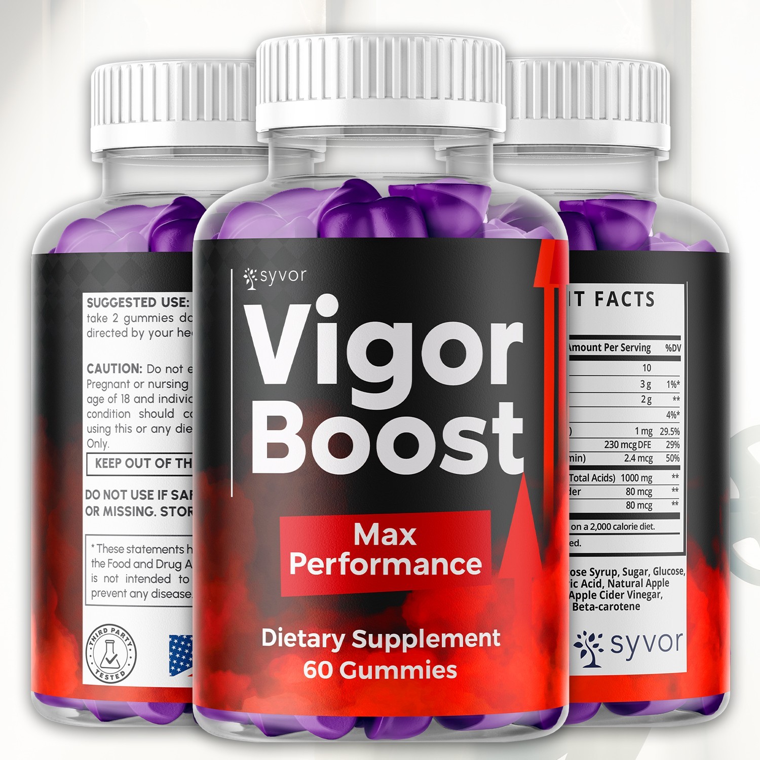 (3 Pack) Vigor Boost Gummys Advanced Male Support Formula VigorBoost 180 Gummies