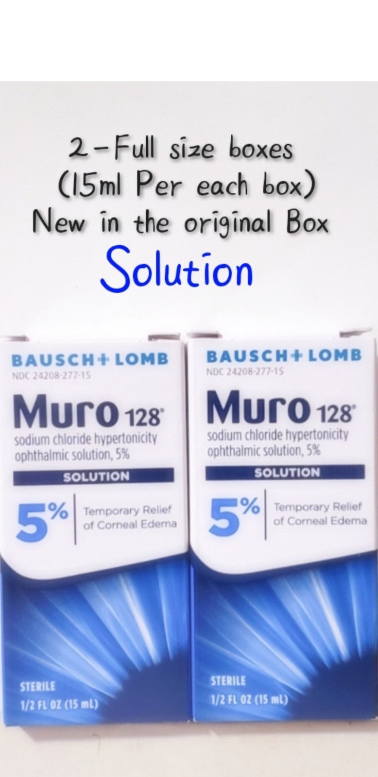 Bausch+Lomb Muro128 Ophthalmic 5% SOLUTION 2-full Sz Boxes New Original Box