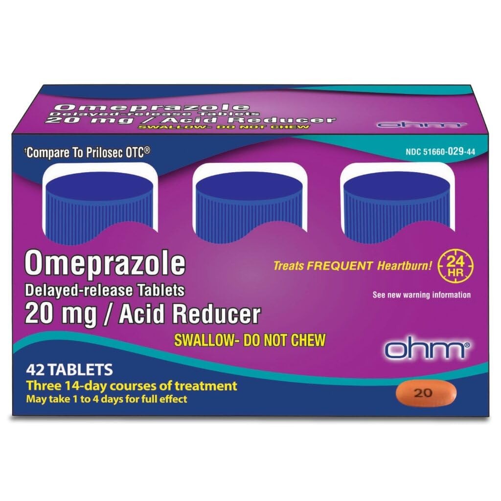 Ohm Omeprazole 20mg, 42 42 Count (Pack of 1), Brown (Brownish Pink)