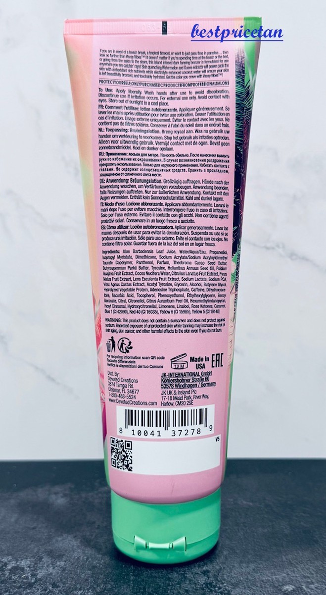Devoted Creations VACAY VIBES Indoor/Outdoor Tanning Lotion Tattoo-Color Protect
