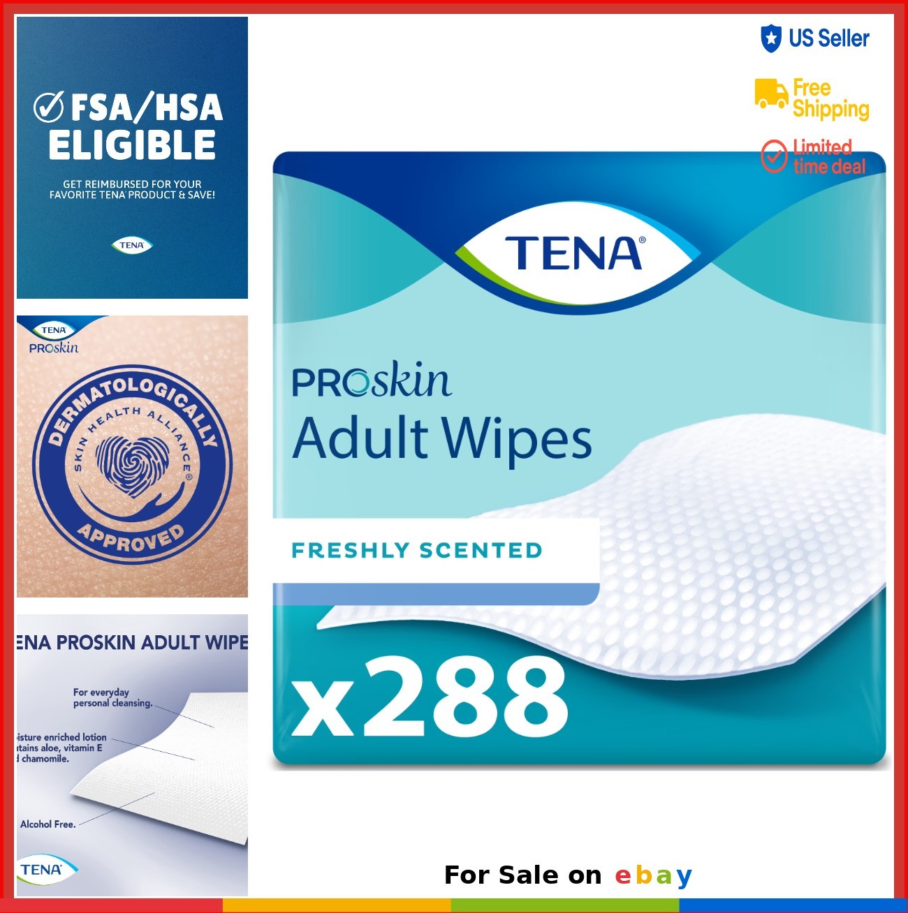 Adult Wipes Incontinence 2 Pack 288 Count Moisturizing Lotion Aloe Vitamin E